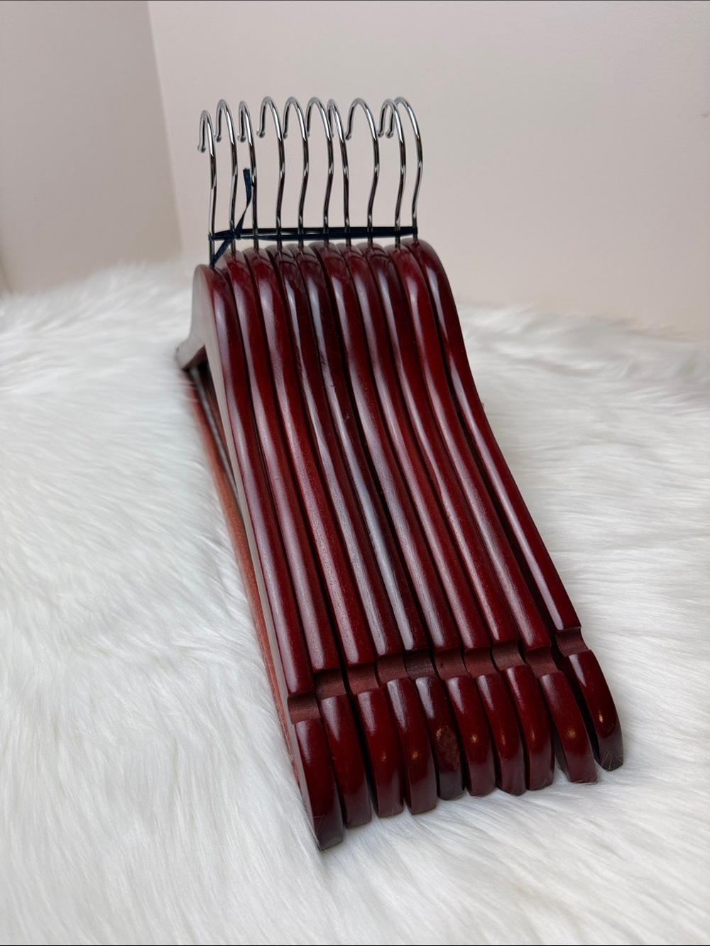 Brookstone Premium Wooden Suit Hangers in Dark Mahogany Cherry - Set of 10 - Picture 6 of 13